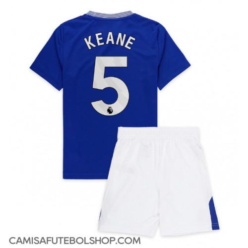 Camisa de time de futebol Everton Michael Keane #5 Replicas 1º Equipamento Infantil 2024-25 Manga Curta (+ Calças curtas)